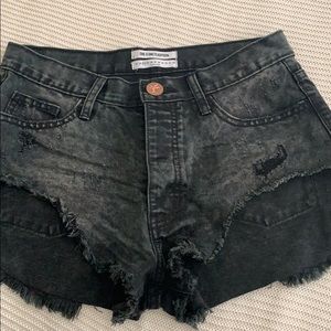 Venice Rollers black denim shorts
